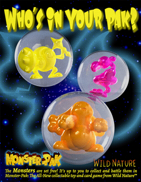 Monster-Pak magazine ad #1 - This was made when Monster-Pak was planned to be a toy-line instead of a card game. The models here are the actual toy models.